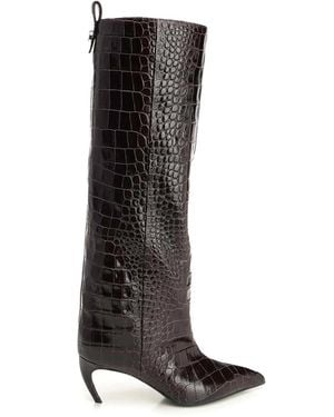The Attico Lea Crocodile-Effect Boot - Black
