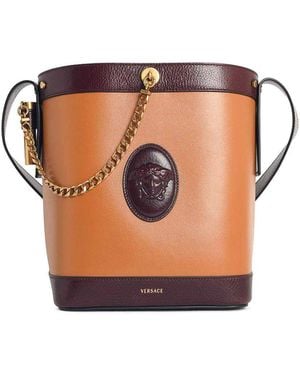 Versace Pivot Small Leather Bucket Bag - Pink