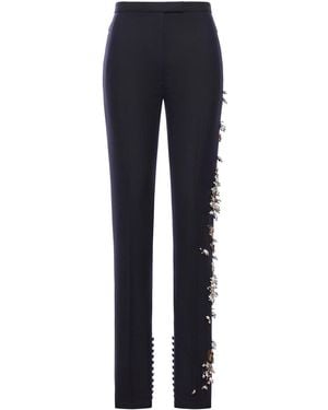 Dries Van Noten Wool Trousers With Jewel Applications - Blue
