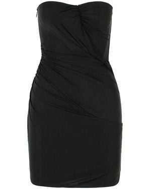 Blumarine Gathered Strapless Mini Bustier Dress - Black
