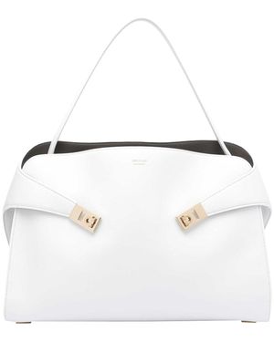 Ferragamo Medium Hug Shoulder Bag - White