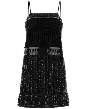 Alberta Ferretti Embellished Nylon Short Dress - Black