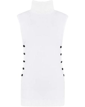 Giorgio Armani Virgin Wool Turtleneck Top - White