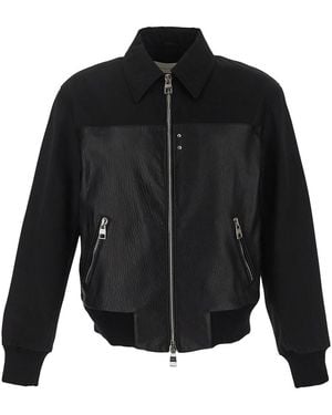 McQueen Premium Leather Bomber Jacket With Zipper Closure - Black