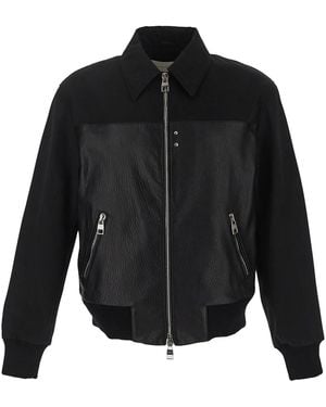 McQueen Premium Leather Bomber Jacket With Zipper Closure - Black