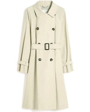 Max Mara Double-Breasted Water-Repellent Twill Trench Coat - Natural
