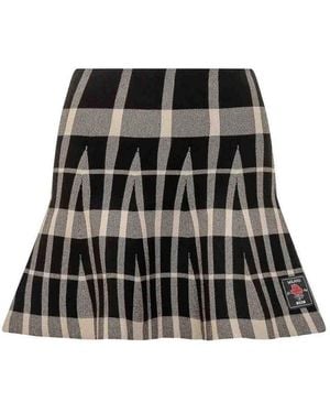 MSGM Checked Pleated Mini Skirt - Black
