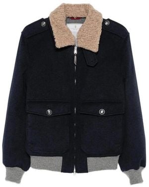 Brunello Cucinelli Bonded Cashmere Beaver Cloth Bomber Jacket - Black