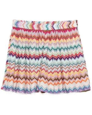 Missoni Zigzag Knitted Shorts - Red
