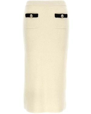 Alessandra Rich Alpaca Midi Skirt - Natural