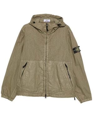 Stone Island Military Hooded Jacket With Zip - Green