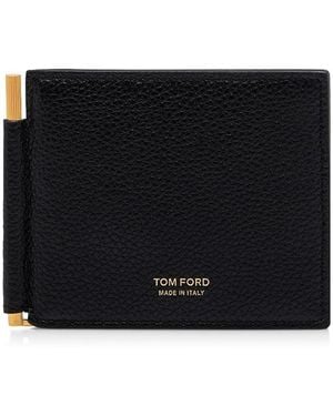 Tom Ford Grained Leather Money Clip Wallet - Black