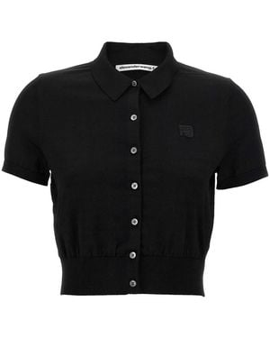 T By Alexander Wang Logo Patch Polo Shirt - Black