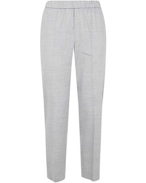 Peserico Linen Wool Blend Natural Stretch Trousers - Grey