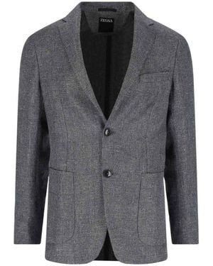 ZEGNA Single-Breasted Blazer - Grey
