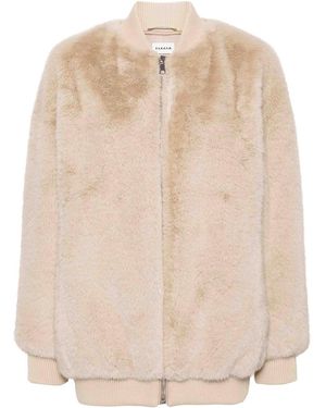 P.A.R.O.S.H. Faux-Fur Baseball Collar Coat - Natural