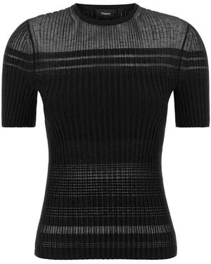 Theory Sheer Stripe T.Compa - Black