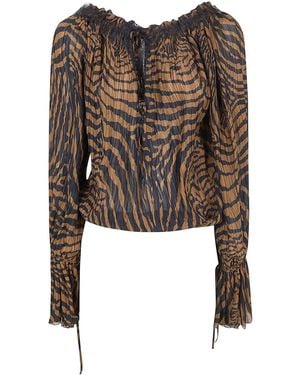 Blumarine Print Chiffon Top - Black