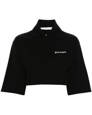Palm Angels Logo Cropped Polo Shirt - Black
