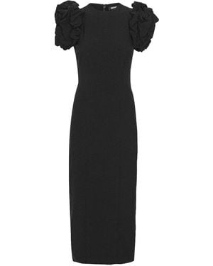 ROTATE BIRGER CHRISTENSEN Midi Dress With Puff Sleeves - Black