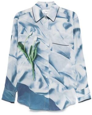 Victoria Beckham Satin Pyjama Shirt - Blue