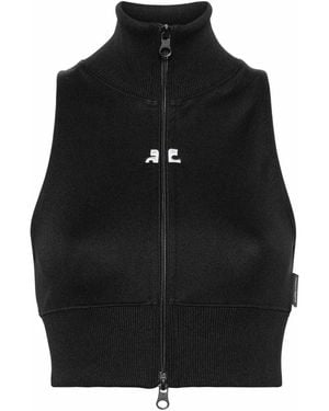 Courreges Cropped Track Vest - Black