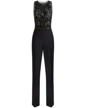 Elisabetta Franchi Crpe Jumpsuit With Embroidery - Black