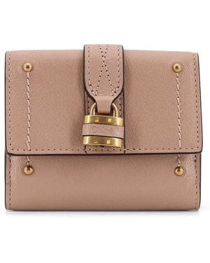 Chloé Paddington Trifold Leather Wallet - Natural