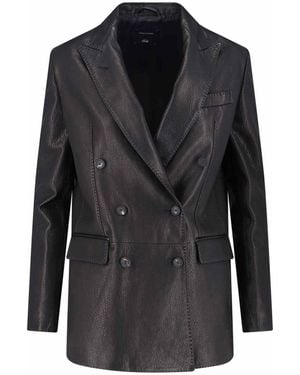 Tagliatore Double-Breasted Lambskin Blazer - Black