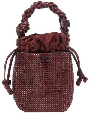 Ganni Mini Strass Bou Bucket Pouch - Red