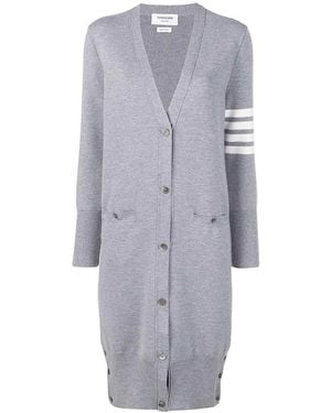 Thom Browne Milano Stitch Long V Neck Cardigan - Grey