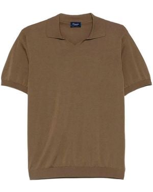 Drumohr Polo Scollo A V Con Logo - Marrone
