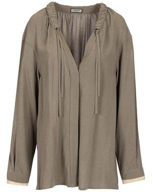 DURAZZI MILANO Charcoal Blouse - Brown