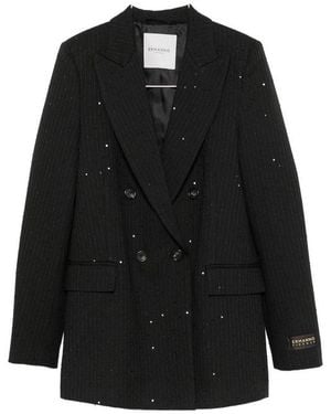 ERMANNO FIRENZE Wool Double-Breasted Jacket - Black