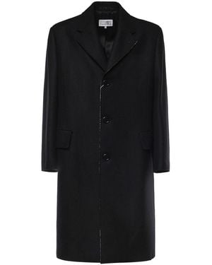 MM6 by Maison Margiela Single-Breasted Wool Felt Coat - Black