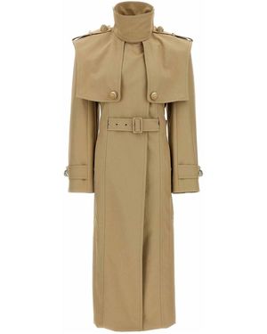 Balmain Button Trench Coat - Natural
