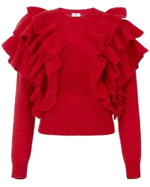 Elisabetta Franchi Mohair Wool Sweater - Red