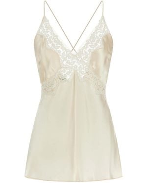 Alberta Ferretti Satin And Lace Top - White