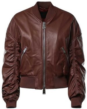 Dondup Bordeaux Padded Leather Jacket - Brown