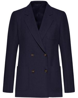 Tagliatore Donna Parigi Double-Breasted Silk Jacket - Blue