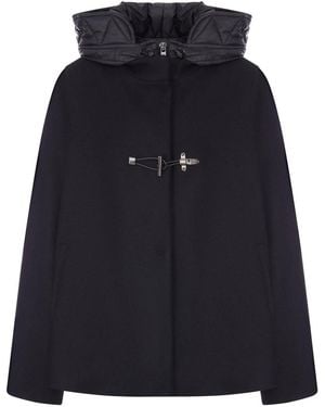 Fay Toggle Coat Cape - Blue