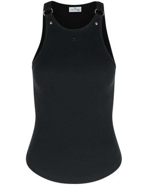 Courreges Blk Cotton Tank Top - Black