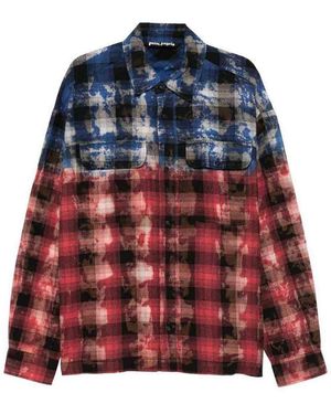 Palm Angels "B Curved Logo Check" Long Sleeves Shirt - Red