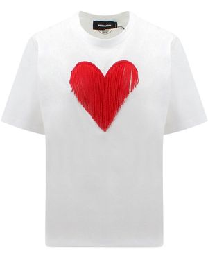 DSquared² Cotton T-Shirt With Micro-Beads Detail - White