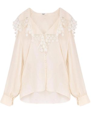Chloé Maxi-collar White Blouse - Natural