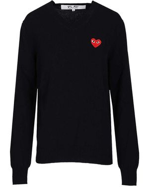 COMME DES GARÇONS PLAY Crew Neck Wool Jumper - Blue