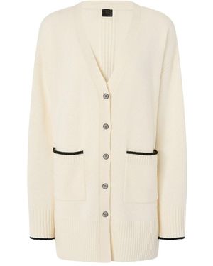 Pinko Long Cardigan With V-Neck - Natural