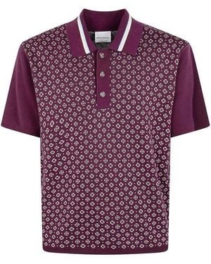 Drole de Monsieur Jacquard Cravate Polo Shirt - Purple