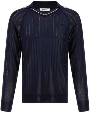 Wales Bonner Roots Polo Shirt Jumper - Blue