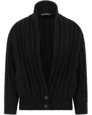 Dolce & Gabbana Coarse Wool Cardigan - Black